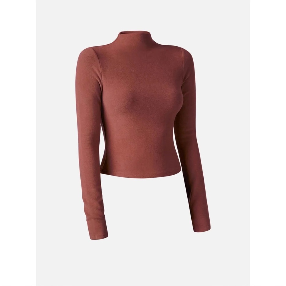 OGL Mid Thermal Thermal Brushed Mock Neck Crop Top